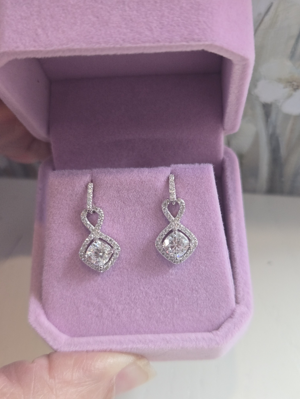 925 Sterling Silver Moissanite 1.55 Ctw Dangle earrings